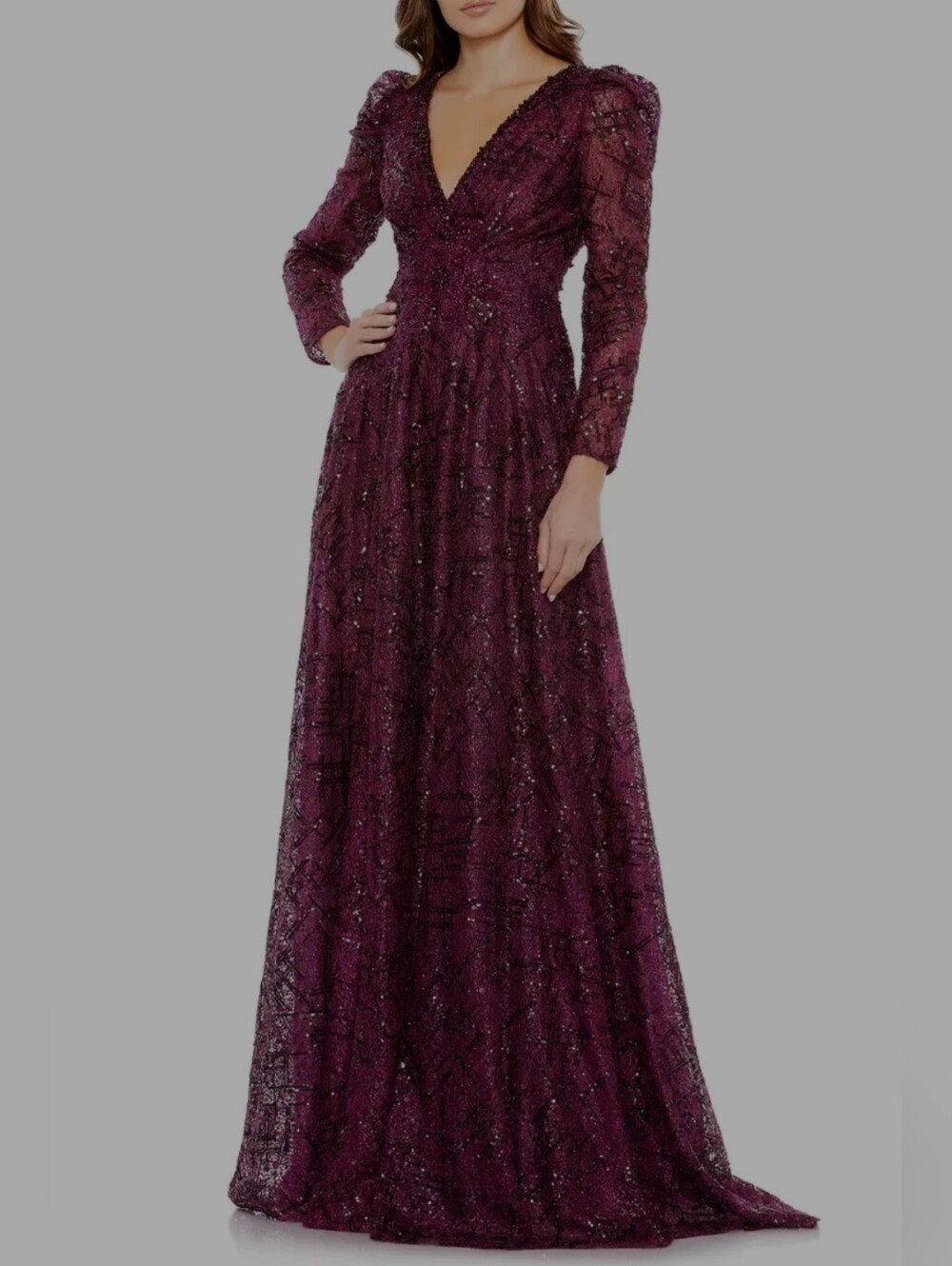 Macduggal Mac duggal Beaded Sequin Evening Gown Long sleeve dress gown 4 6
